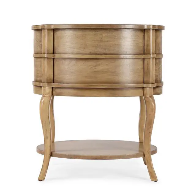Alt view image 4 of 7 - Jarvis Oval 2-Drawer Side Table in Beige 0515424