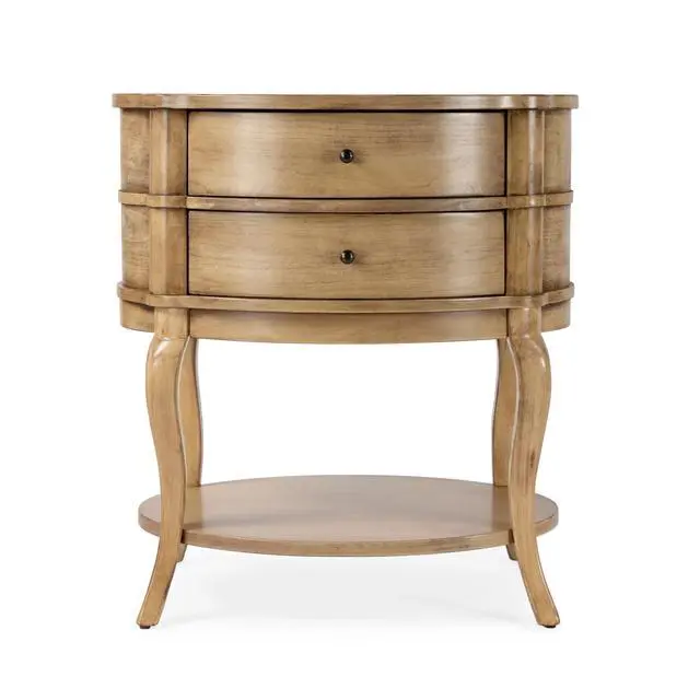 Alt view image 2 of 7 - Jarvis Oval 2-Drawer Side Table in Beige 0515424