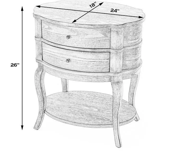 Alt view image 7 of 7 - Jarvis Oval 2-Drawer Side Table in Beige 0515424