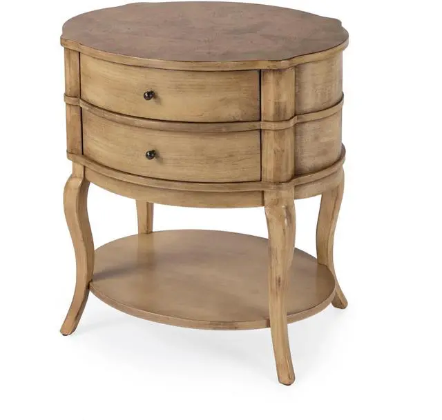 Main image of Jarvis Oval 2-Drawer Side Table in Beige 0515424