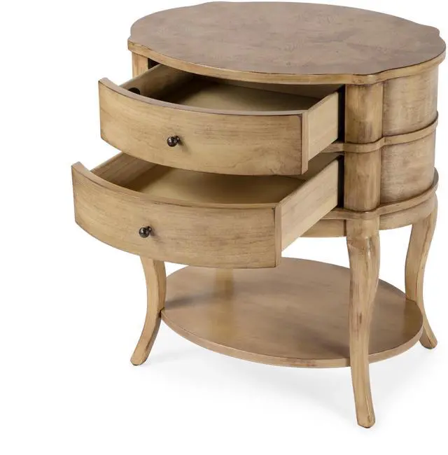 Alt view image 6 of 7 - Jarvis Oval 2-Drawer Side Table in Beige 0515424
