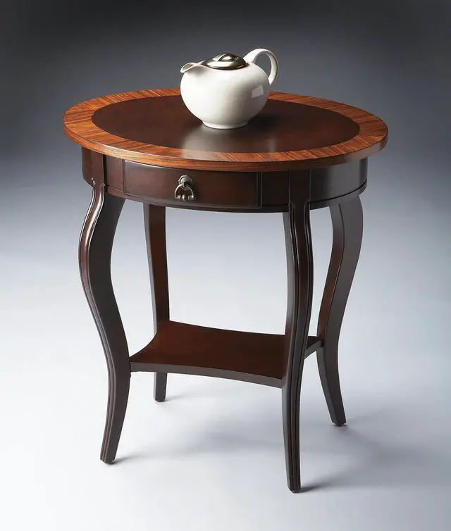 Alt view image 2 of 2 - Jeanette Nouveau Oval Side Table in Dark Brown 0532211
