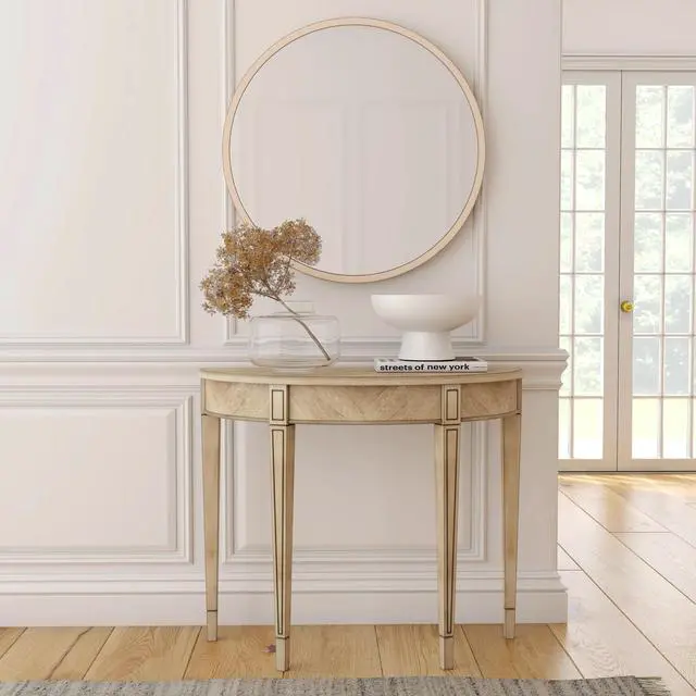 Alt view image 6 of 7 - Hampton Demilune 36" Console Table in Beige 1533424