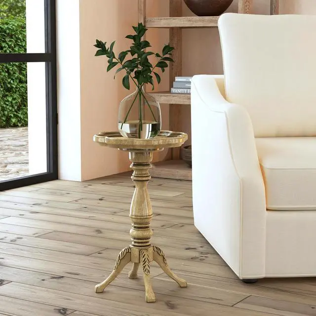 Alt view image 6 of 6 - Whitman Scalloped Edge Side Table in Beige 0923424