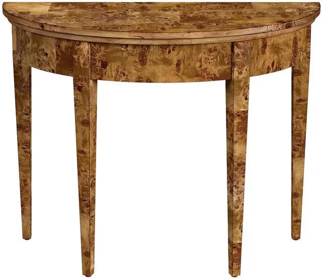 Alt view image 5 of 11 - Butler Specialty Company Hampton Demilune Traditional Burl 36" Console Table, Light Brown