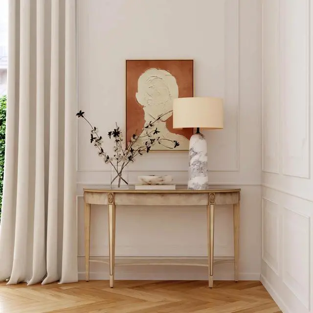 Alt view image 2 of 4 - Astor 54"W Demilune Console Table in Tan/Beige 4146424