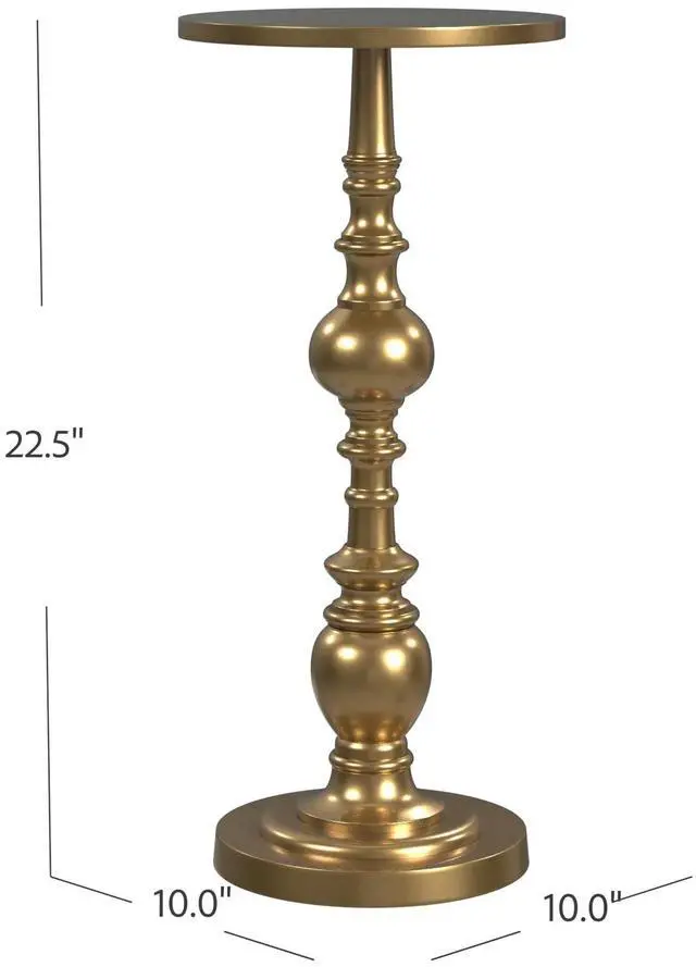Alt view image 3 of 5 - Darien Round Pedestal 10"W Side Table in Gold 4324226