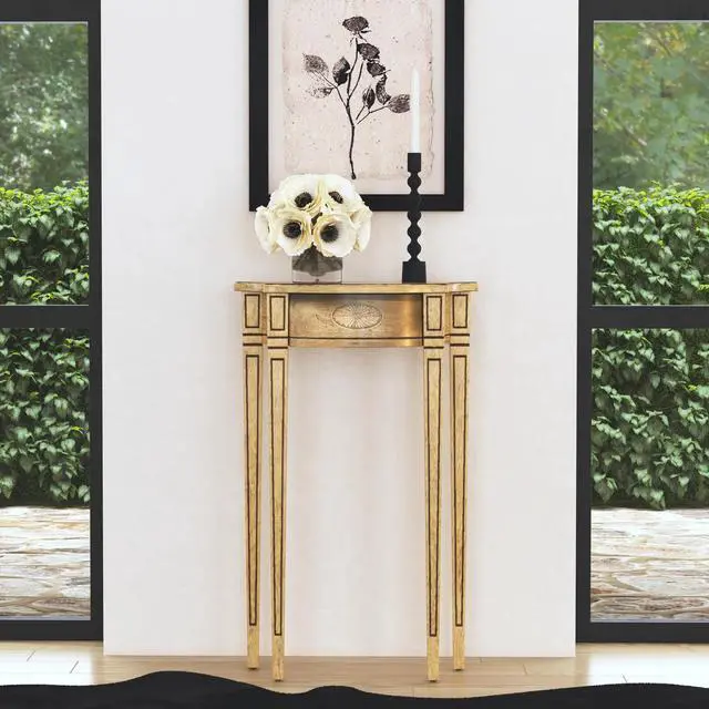 Alt view image 2 of 7 - Chester Demilune Console Table in Beige 3756424