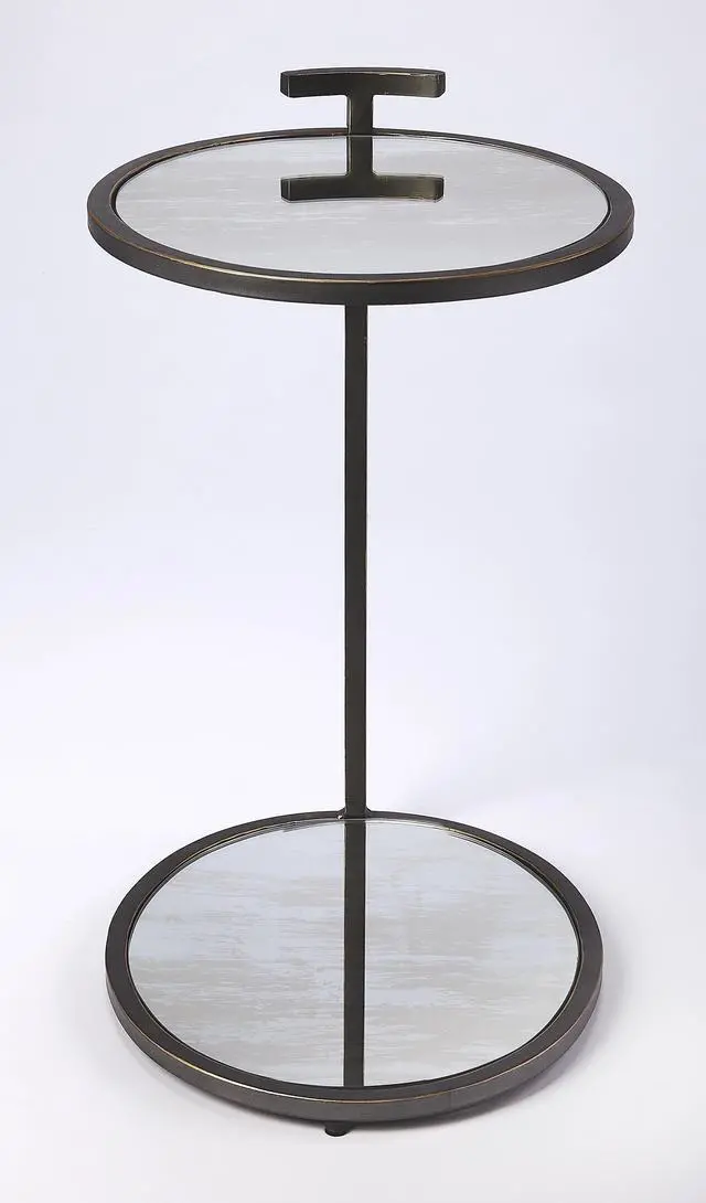 Alt view image 2 of 5 - Ciro Metal & Mirrored Side Table in Black 3973407