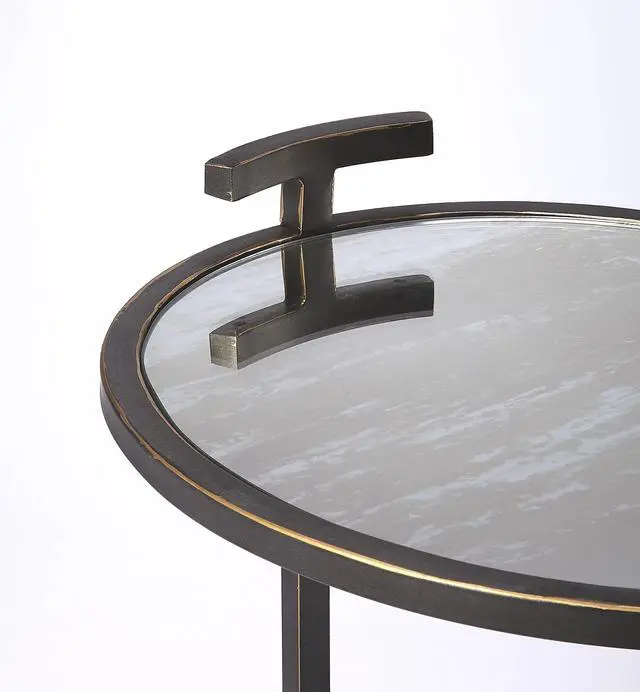 Alt view image 4 of 5 - Ciro Metal & Mirrored Side Table in Black 3973407