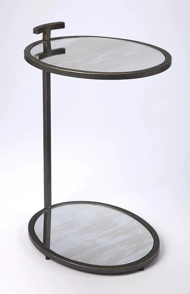 Alt view image 3 of 5 - Ciro Metal & Mirrored Side Table in Black 3973407