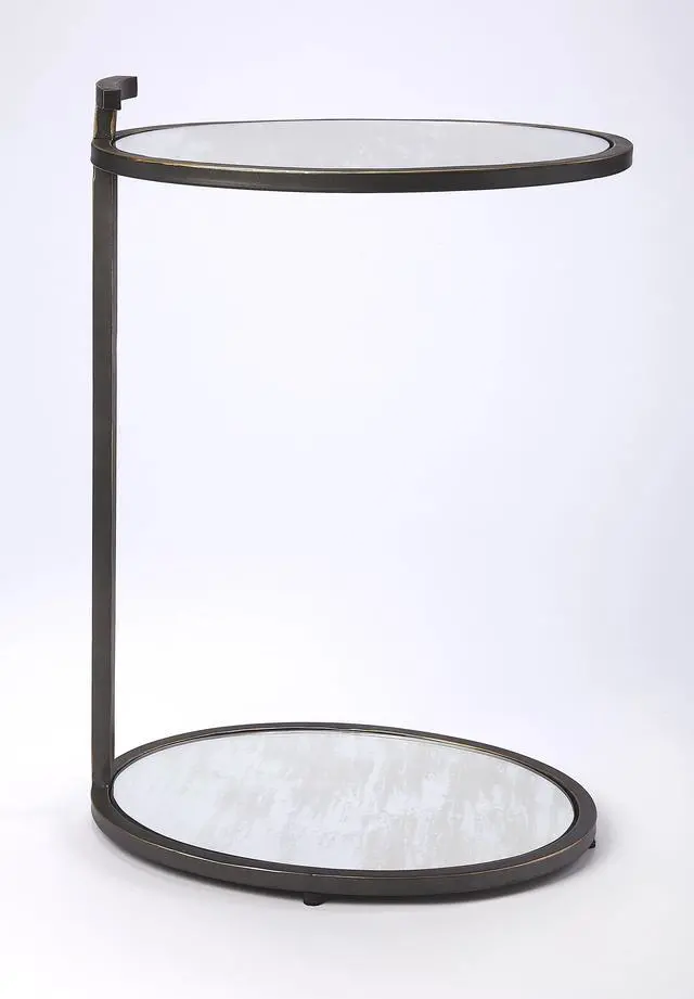 Alt view image 5 of 5 - Ciro Metal & Mirrored Side Table in Black 3973407