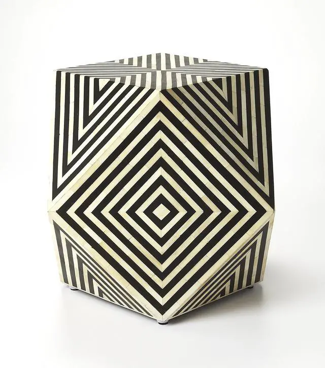 Alt view image 3 of 3 - Zanzibar Bone Inlay Side Table in Multi-Color 5233318