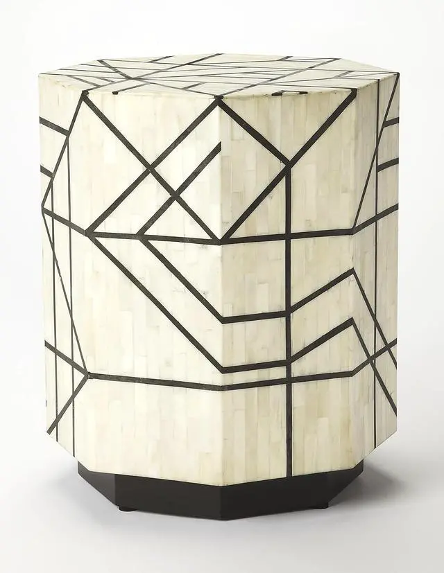Alt view image 4 of 4 - Greta Bone Inlay Side Table in Multi-Color 5237318