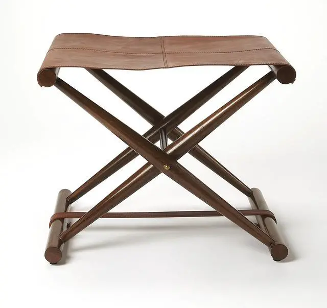 Alt view image 2 of 6 - Sutton Leather Folding Stool in Medium Brown 3989140