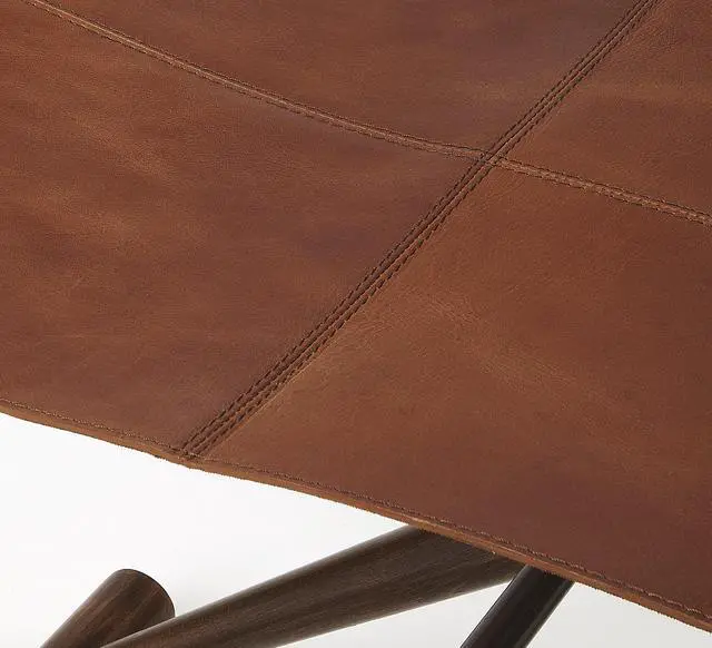 Alt view image 5 of 6 - Sutton Leather Folding Stool in Medium Brown 3989140