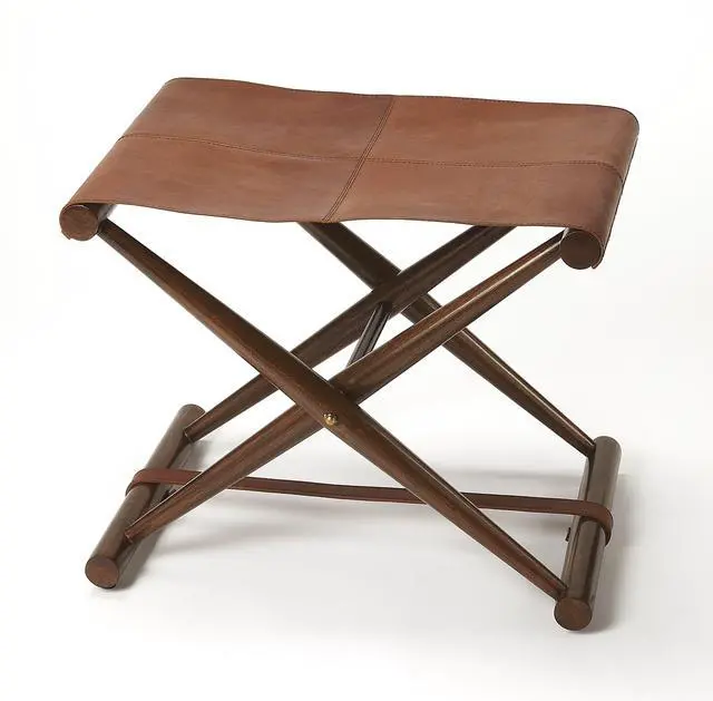 Main image of Sutton Leather Folding Stool in Medium Brown 3989140
