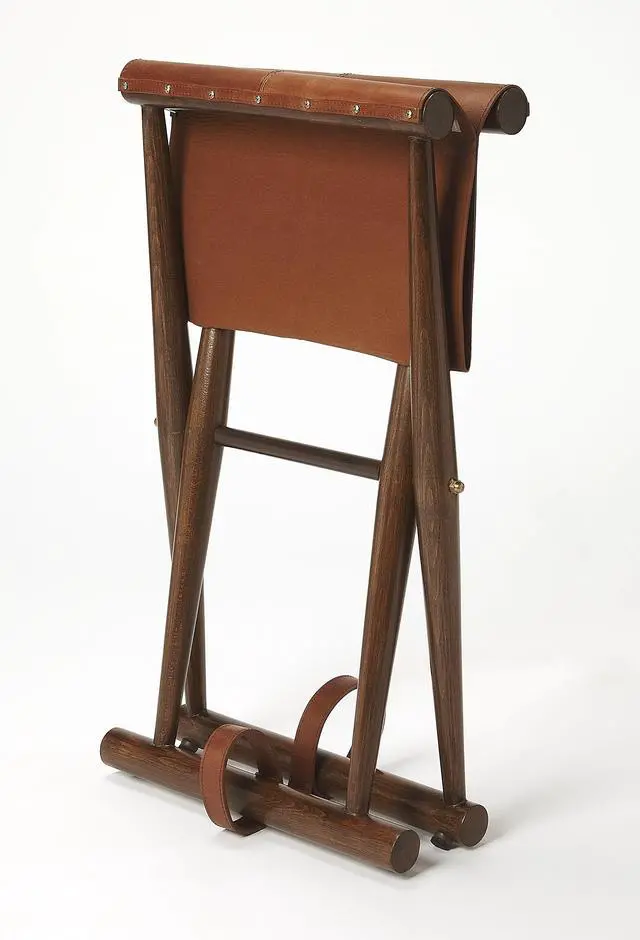 Alt view image 3 of 6 - Sutton Leather Folding Stool in Medium Brown 3989140