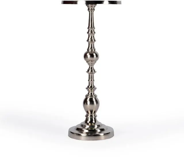Alt view image 5 of 5 - Darien Round Pedestal 10"W Side Table in Silver 4324220