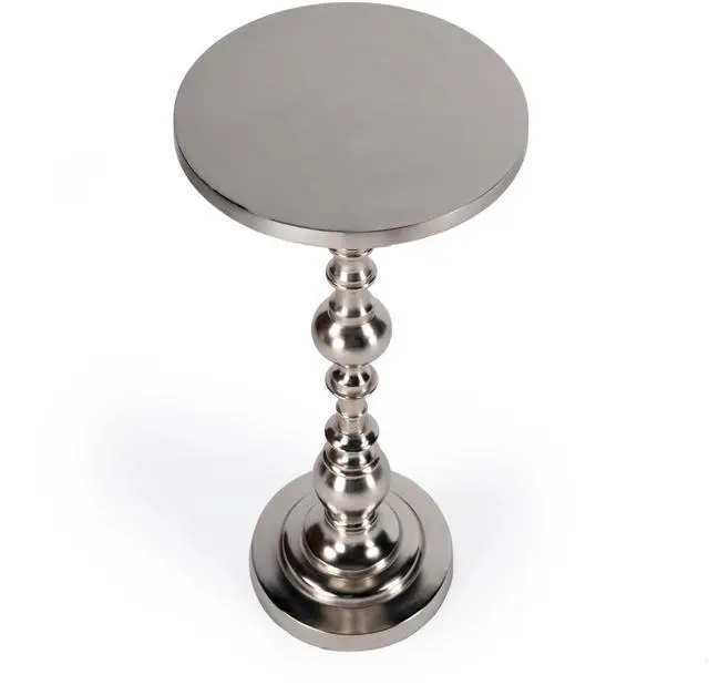 Alt view image 4 of 5 - Darien Round Pedestal 10"W Side Table in Silver 4324220