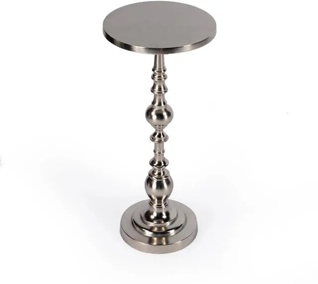Main image of Darien Round Pedestal 10"W Side Table in Silver 4324220