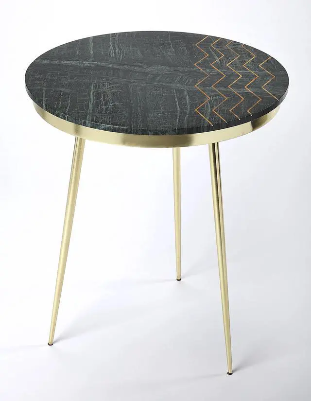 Main image of Hollings Green Marble & Brass Side Table in Green 5402025