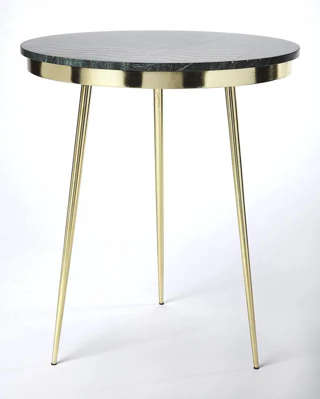 Alt view image 5 of 5 - Hollings Green Marble & Brass Side Table in Green 5402025