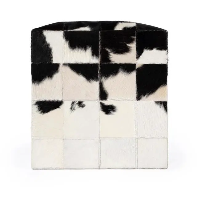 Alt view image 2 of 7 - Victorian Hair on Hide Cube Ottoman in Black and White 5535373