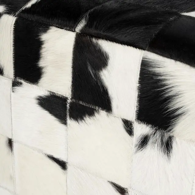 Alt view image 6 of 7 - Victorian Hair on Hide Cube Ottoman in Black and White 5535373