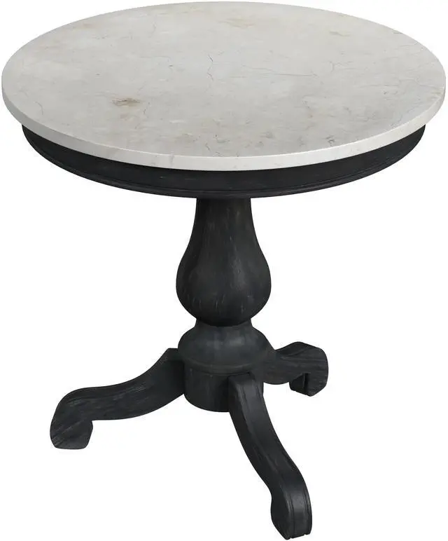 Main image of Danielle Marble 24" Pedestal Side Table in Black 5515432