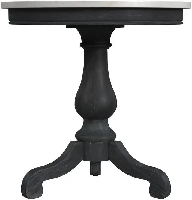 Alt view image 3 of 7 - Danielle Marble 24" Pedestal Side Table in Black 5515432