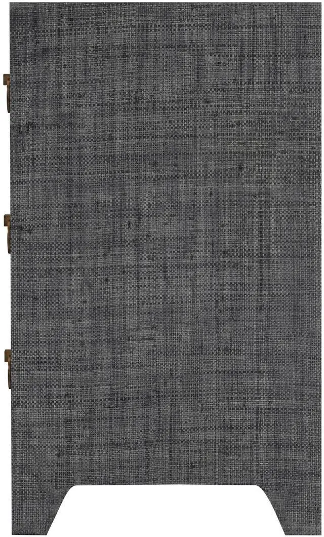 Alt view image 6 of 7 - Bar Harbor Charcoal Raffia 3 Drawer Nightstand in Charcoal 5667420