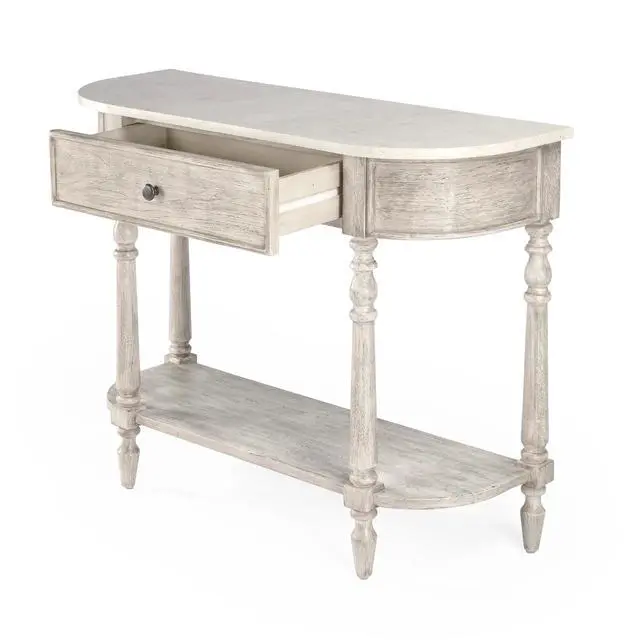 Alt view image 7 of 7 - Danielle Marble 40" one- drawer Console Table in Gray 5517329