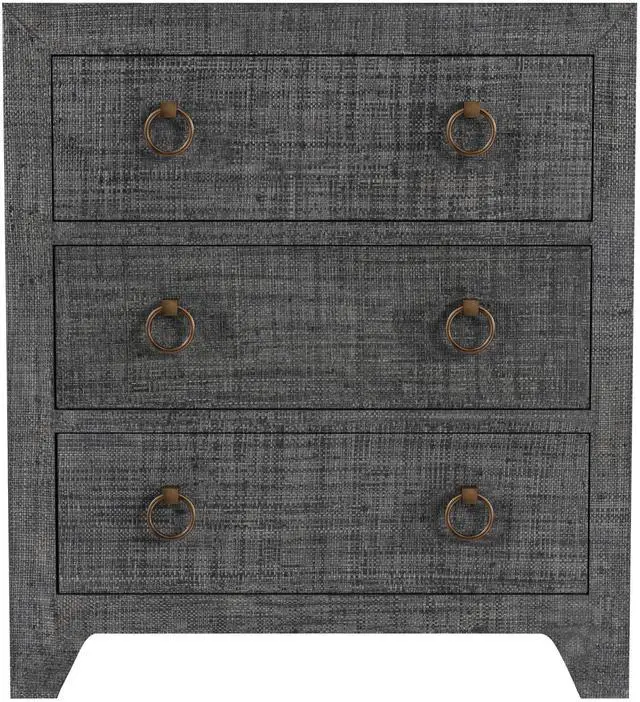 Alt view image 3 of 7 - Bar Harbor Charcoal Raffia 3 Drawer Nightstand in Charcoal 5667420