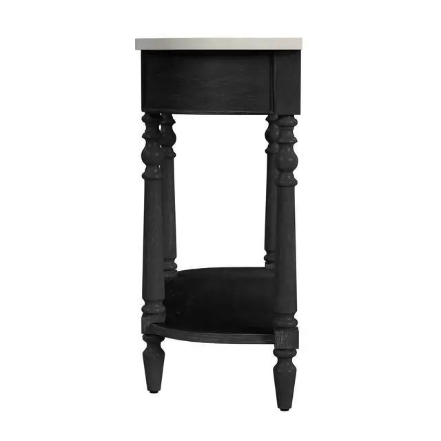Alt view image 5 of 7 - Danielle Marble 40" one- drawer Console Table in Black 5517432