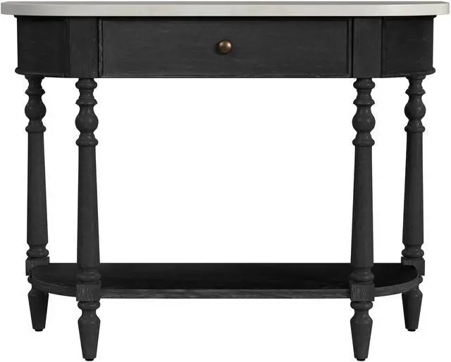 Alt view image 6 of 7 - Danielle Marble 40" one- drawer Console Table in Black 5517432