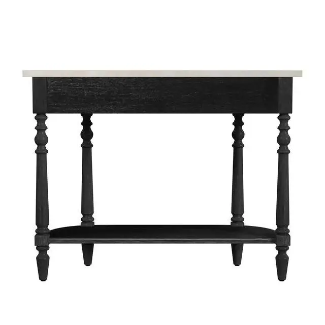 Alt view image 4 of 7 - Danielle Marble 40" one- drawer Console Table in Black 5517432