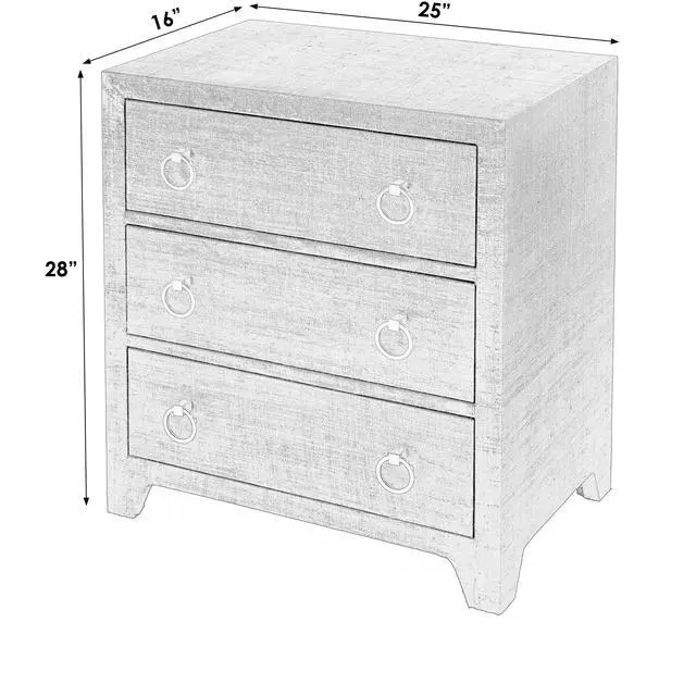 Alt view image 5 of 7 - Bar Harbor Charcoal Raffia 3 Drawer Nightstand in Charcoal 5667420