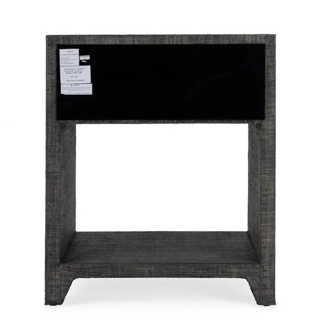Alt view image 2 of 7 - Bar Harbor Raffia 1 Drawer Nightstand in Charcoal 5669420