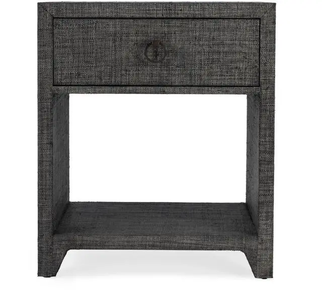 Alt view image 4 of 7 - Bar Harbor Raffia 1 Drawer Nightstand in Charcoal 5669420