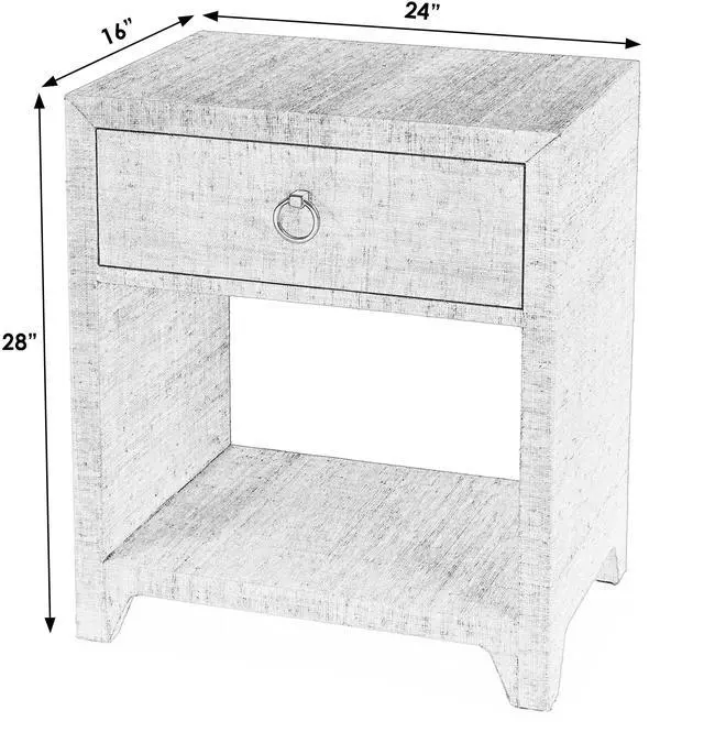 Alt view image 7 of 7 - Bar Harbor Raffia 1 Drawer Nightstand in Charcoal 5669420