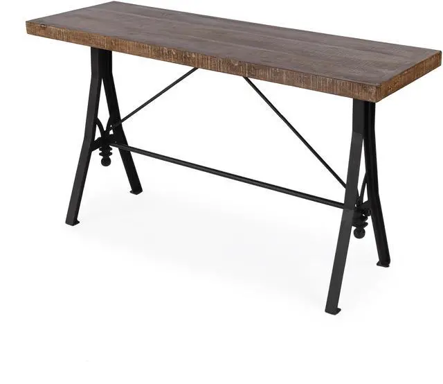 Main image of Croyden 56" Wood and Iron Trestle Console Table in Medium Brown 5684330