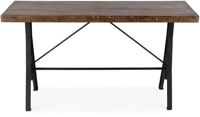 Alt view image 4 of 6 - Croyden 56" Wood and Iron Trestle Console Table in Medium Brown 5684330