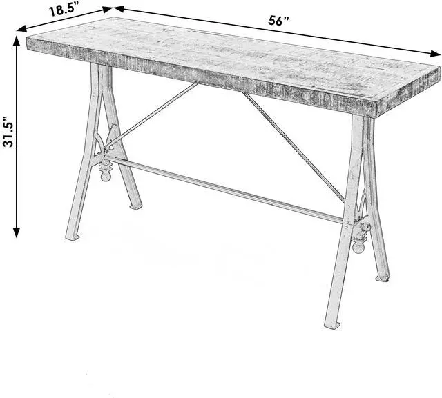 Alt view image 6 of 6 - Croyden 56" Wood and Iron Trestle Console Table in Medium Brown 5684330