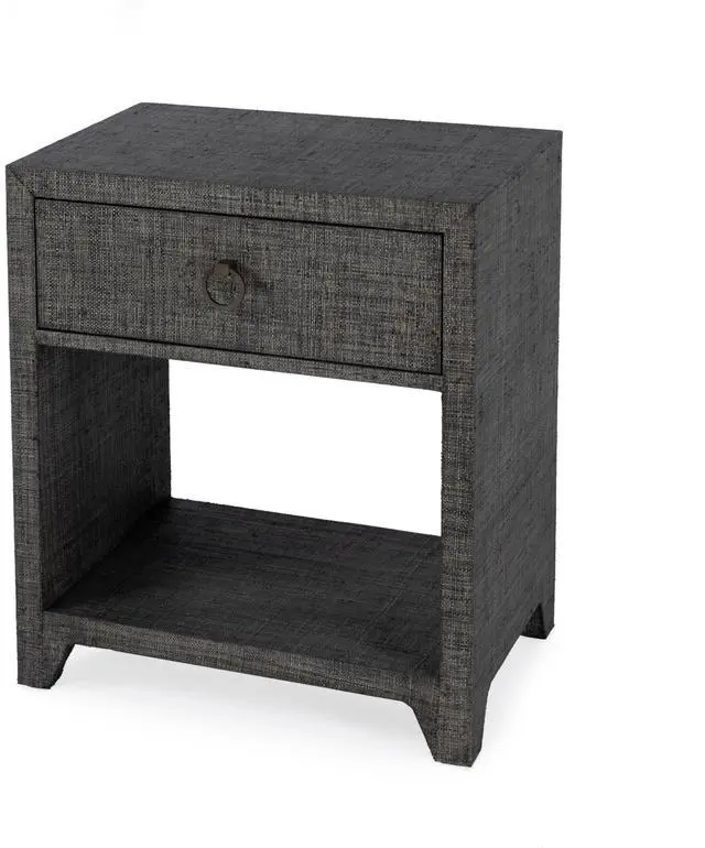 Main image of Bar Harbor Raffia 1 Drawer Nightstand in Charcoal 5669420