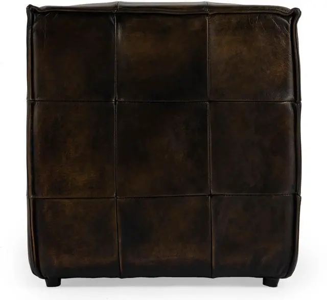 Alt view image 6 of 7 - Leon Leather Cube Ottoman in Dark Brown 5561117