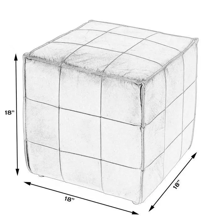Alt view image 2 of 7 - Leon Leather Cube Ottoman in Dark Brown 5561117