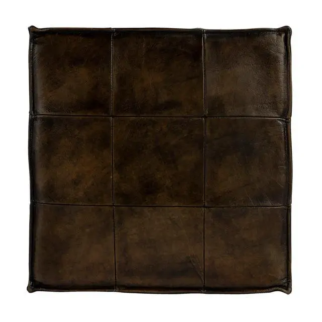 Alt view image 4 of 7 - Leon Leather Cube Ottoman in Dark Brown 5561117