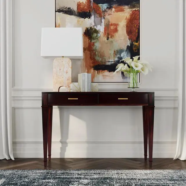 Alt view image 3 of 7 - Kai 2 Drawer 45" Wood Console Table in Dark Brown 5714024