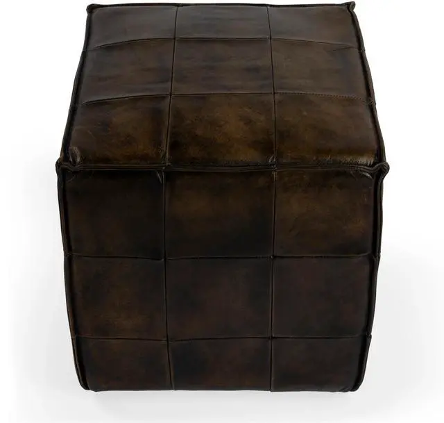 Alt view image 5 of 7 - Leon Leather Cube Ottoman in Dark Brown 5561117